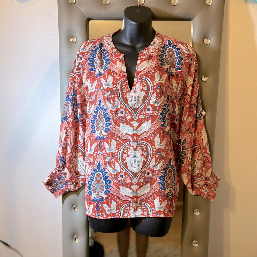 Chiffon sheer fashionable paisley print top